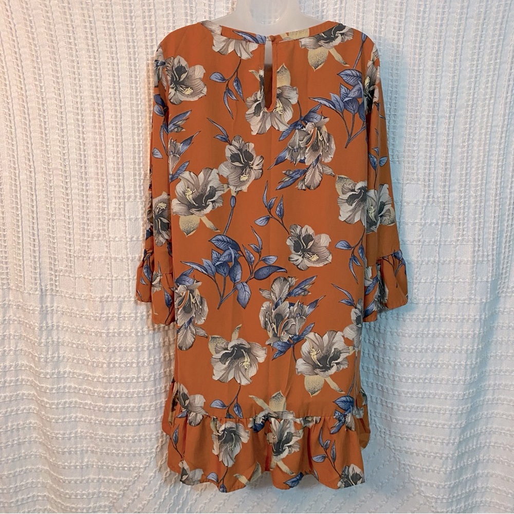 Crescent Burnt Orange Floral Dress, Size Small - Picture 2 of 5